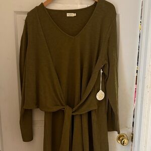 Spartina Wrap Olive Tie-Front Dress sz XXL NWT